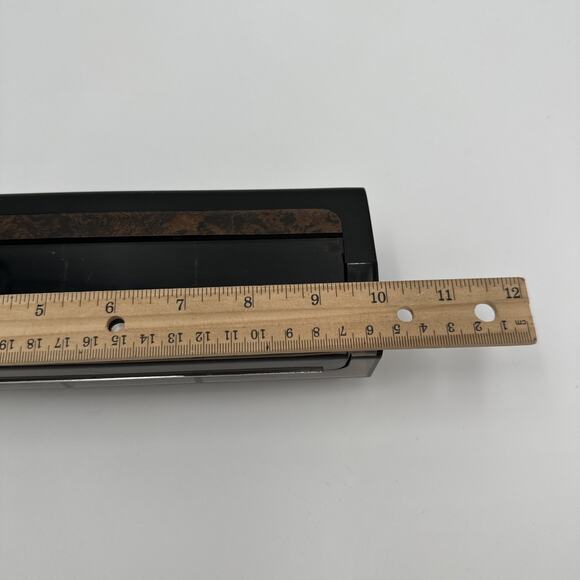 1980s Plastic Black with Faux Wood Desk Caddy Clear Smoke Organizer Hong Kong - Picture 3 of 9